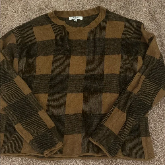 Plaid Madewell cropped sweater - Picture 1 of 2